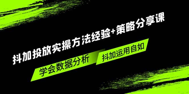 抖加投放实操方法经验+策略分享课，学会数据分析，抖加运用自如|琦哥资源