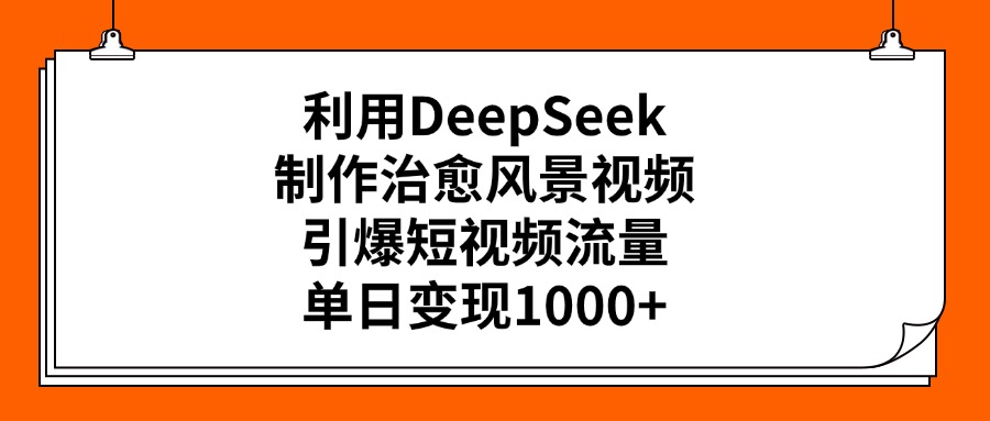 利用DeepSeek制作治愈风景视频，引爆短视频流量，单日变现1000+|琦哥资源