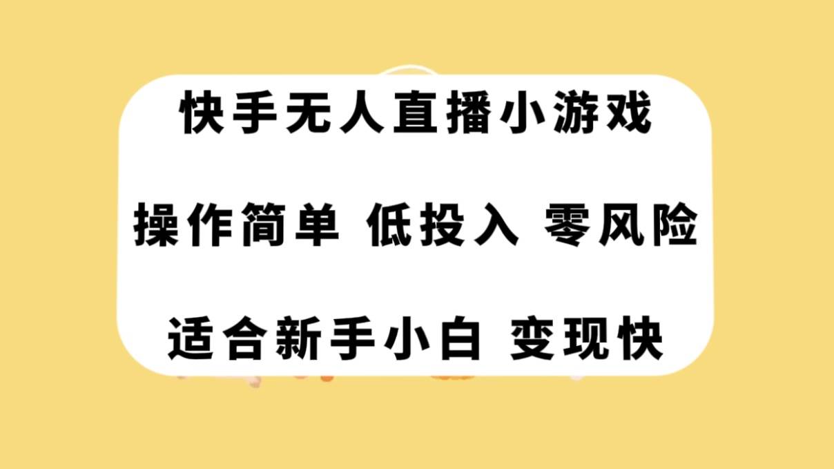 快手无人直播小游戏，操作简单，低投入零风险变现快|琦哥资源
