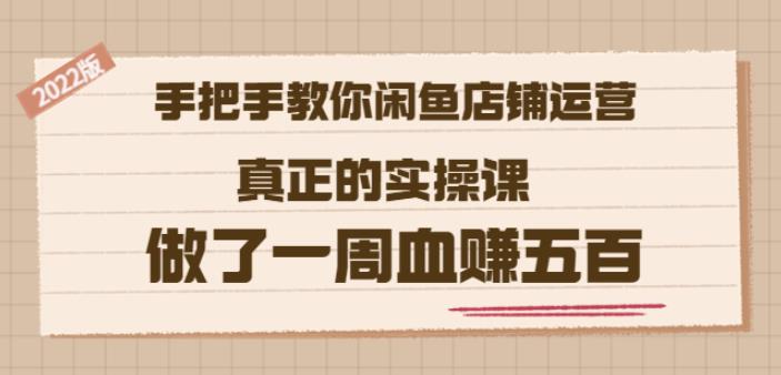 2022版《手把手教你闲鱼店铺运营》真正的实操课做了一周血赚五百(16节课)|琦哥资源