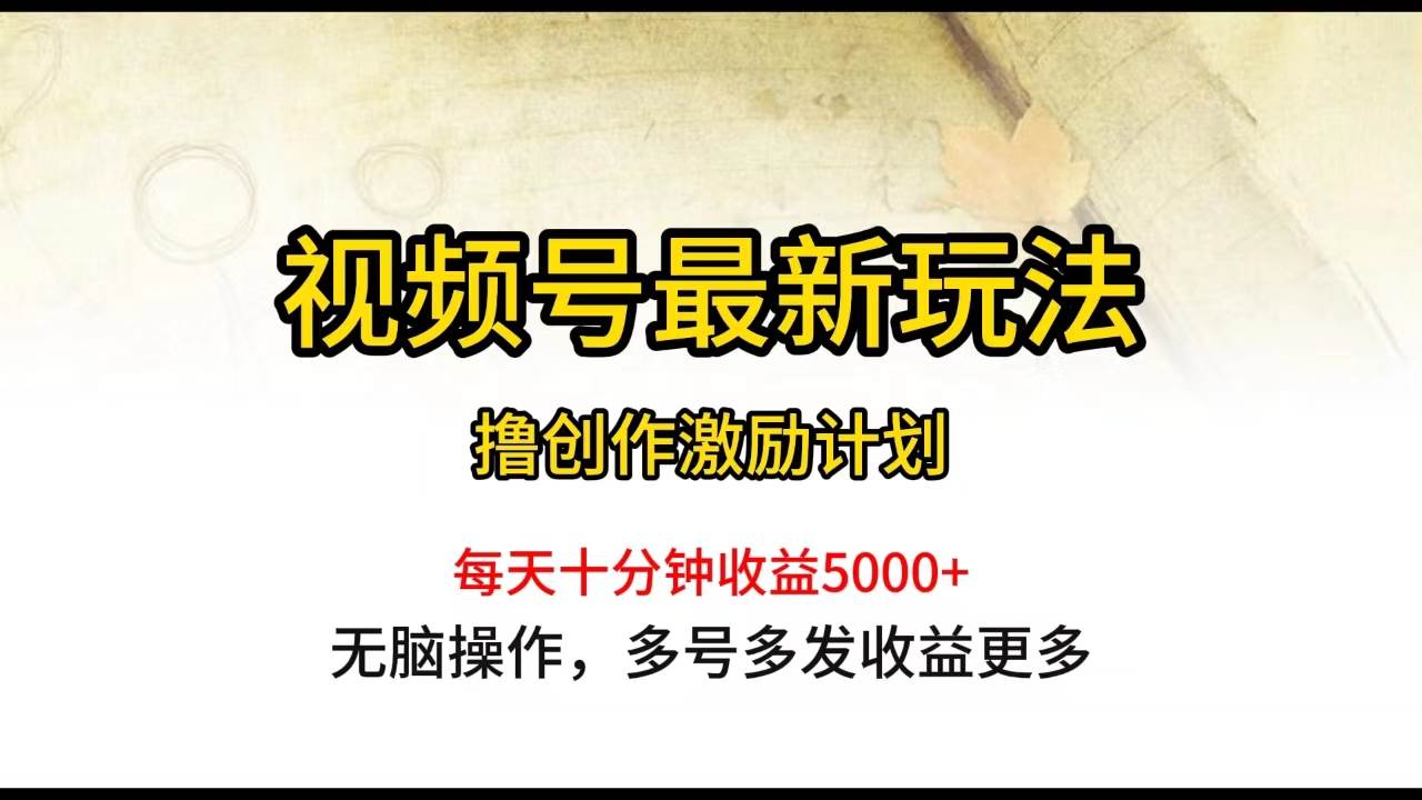 视频号最新玩法，每日一小时月入5000+|琦哥资源