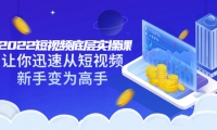 2022短视频底层实操课:让你迅速从短视频新手变为高手(价值7980元)|琦哥资源