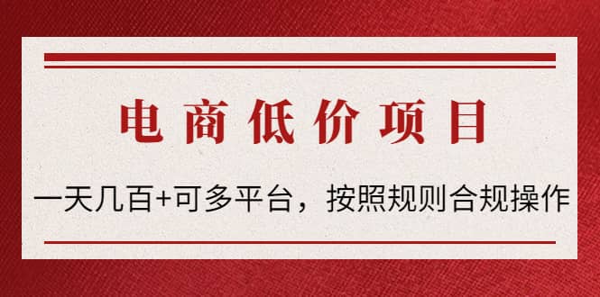 电商低价赔FU项目：按照规则合规操作|琦哥资源