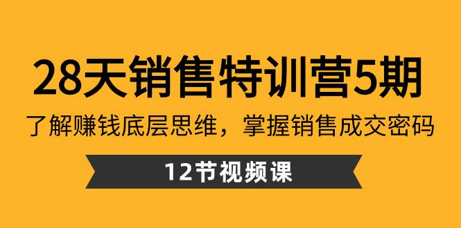 28天·销售特训营5期：了解赚钱底层思维，掌握销售成交密码（12节课）|琦哥资源