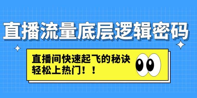直播流量底层逻辑密码：直播间快速起飞的秘诀，轻松上热门|琦哥资源