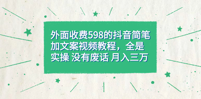 外面收费598抖音简笔加文案教程，全是实操 没有废话 月入三万（教程+资料）|琦哥资源