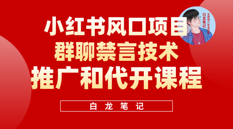 小红书风口项目日入300+，小红书群聊禁言技术代开项目，适合新手操作|琦哥资源