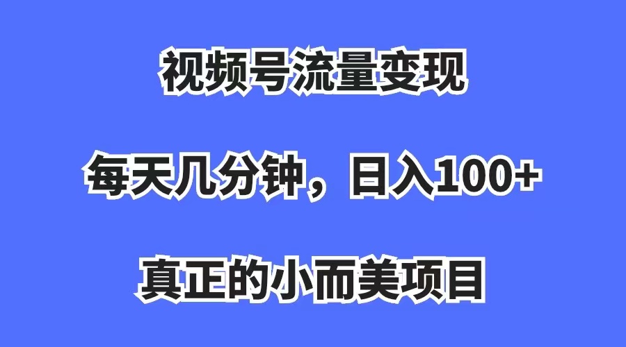 视频号流量变现，每天几分钟，收入100+，真正的小而美项目|琦哥资源