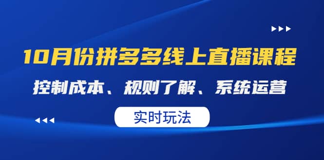 某收费10月份拼多多线上直播课： 控制成本、规则了解、系统运营。实时玩法|琦哥资源