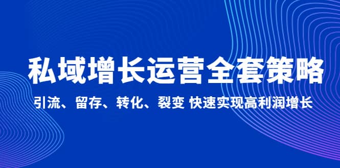 私域增长运营全套策略：引流、留存、转化、裂变 快速实现高利润增长|琦哥资源