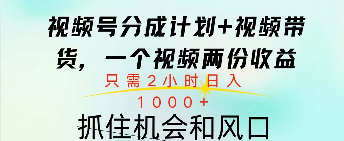视频号橱窗带货， 10分钟一个视频， 2份收益，日入1000+|琦哥资源