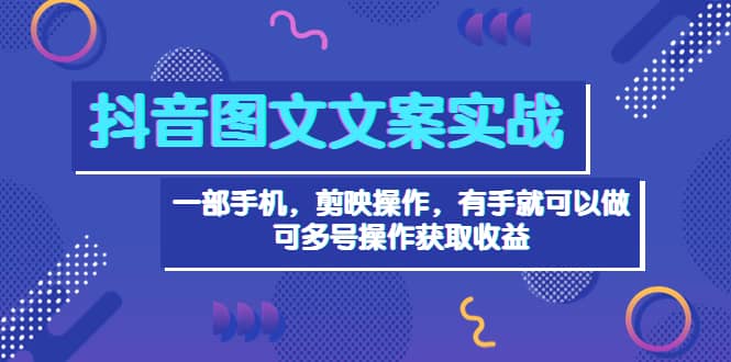 抖音图文毒文案实战：一部手机 剪映操作 有手就能做，单号日入几十 可多号|琦哥资源