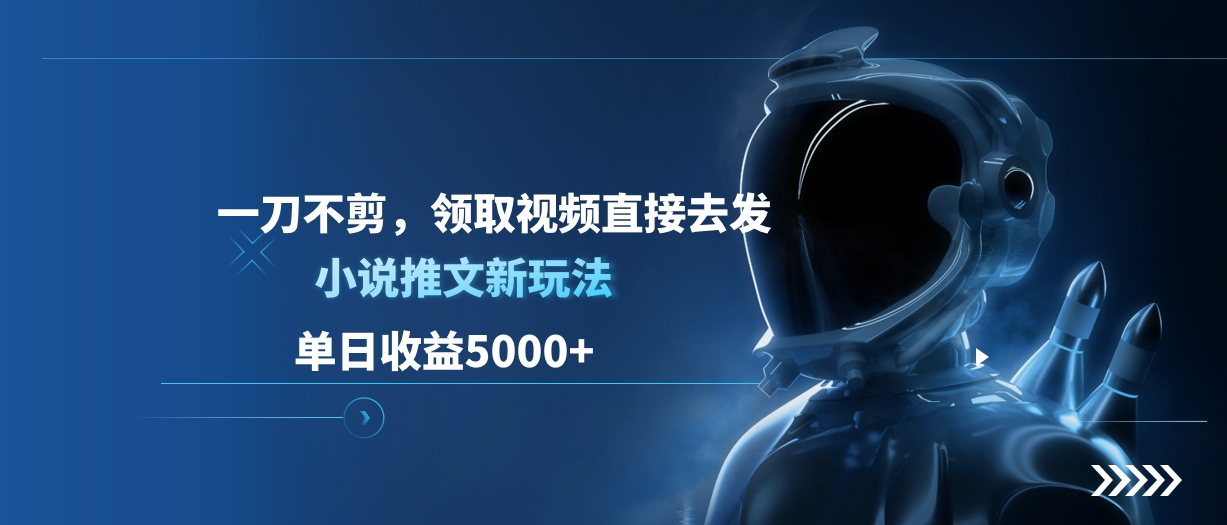 单日收益5000+，小说推文新玩法，一刀不剪，领取视频直接去发|琦哥资源