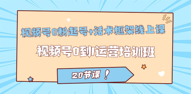 视频号·0粉起号+话术框架线上课：视频号0到1运营培训班（20节课）|琦哥资源