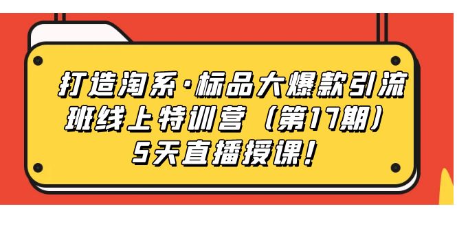 打造淘系·标品大爆款引流班线上特训营5天直播授课！|琦哥资源