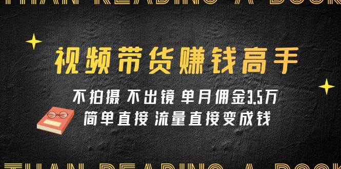 视频带货赚钱高手课程：不拍摄 不出镜 单月佣金3.5w 简单直接 流量直接变钱|琦哥资源