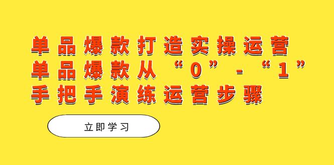 单品爆款打造实操运营，单品爆款从“0”-“1”手把手演练运营步骤|琦哥资源