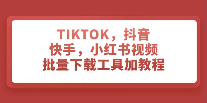 TIKTOK，抖音，快手，小红书视频批量下载工具加教程|琦哥资源