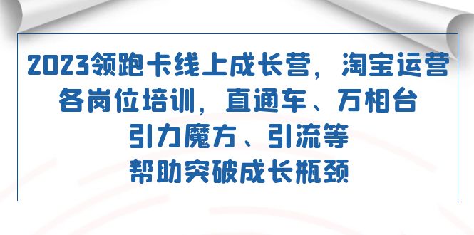 2023领跑·卡 线上成长营 淘宝运营各岗位培训 直通车 万相台 引力魔方 引流|琦哥资源