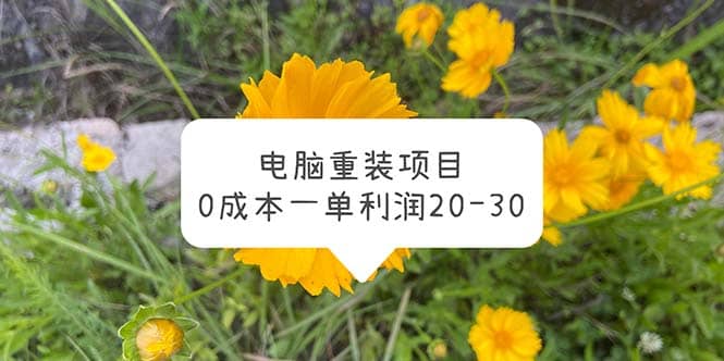 电脑系统重装项目，0成本一单利润20-30|琦哥资源