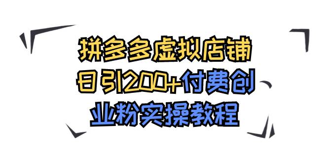 拼多多虚拟店铺日引200+付费创业粉实操教程|琦哥资源