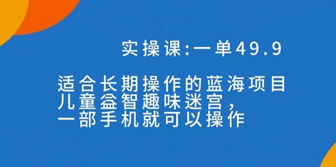 一单49.9长期蓝海项目，儿童益智趣味迷宫，一部|琦哥资源