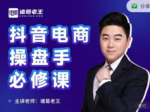 诸葛老王-抖音电商操盘手必修课：顶层设计，​起号破局，爆款运营，数据分析|琦哥资源