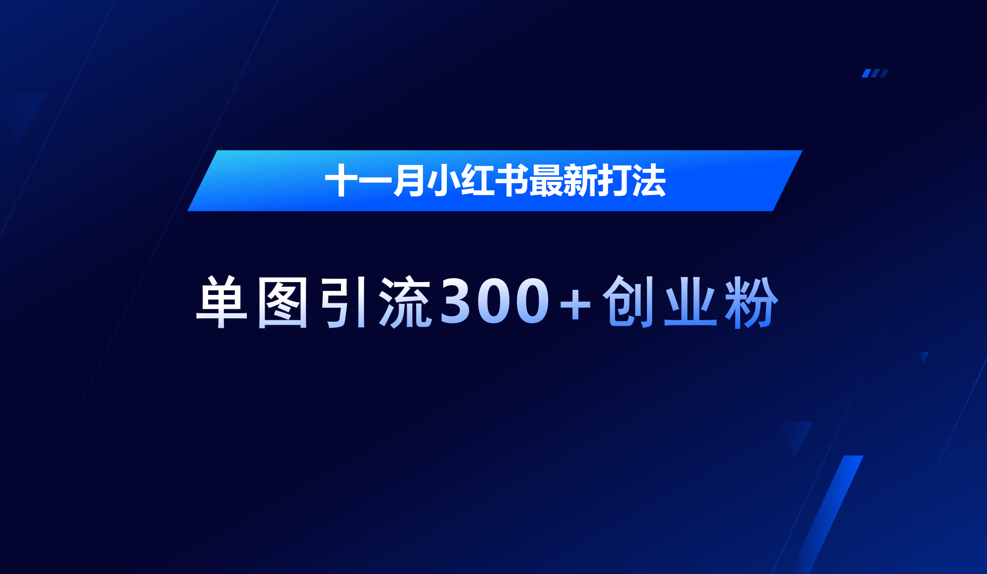 十一月，小红书最新打法，单图引流300+创业粉|琦哥资源