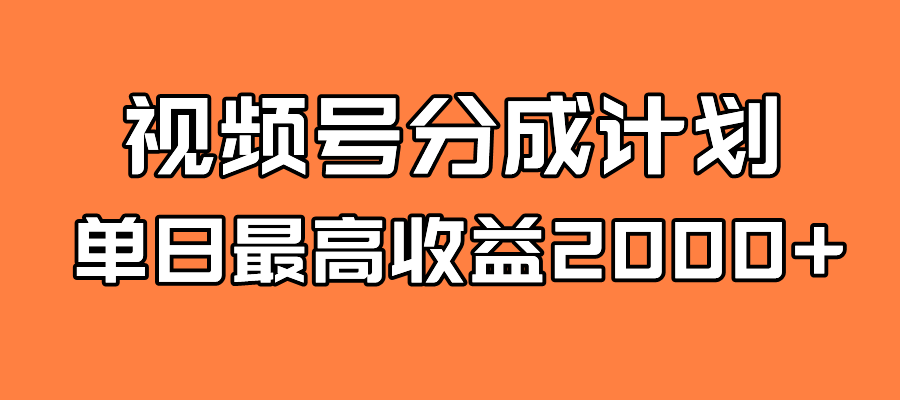 全新蓝海 视频号掘金计划 日入2000+|琦哥资源