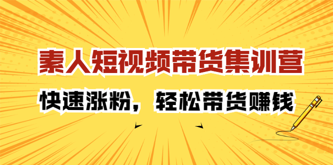 素人短视频带货集训营：快速涨粉，轻松带货赚钱|琦哥资源