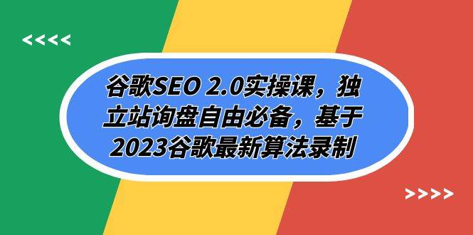 谷歌SEO 2.0实操课，独立站询盘自由必备，基于2023谷歌最新算法录制（94节|琦哥资源