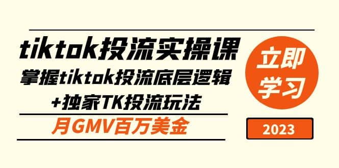 tiktok投流实操课：掌握tiktok投流底层逻辑+独家TK投流玩法|琦哥资源