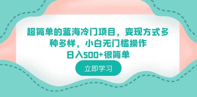 超简单的蓝海冷门项目，变现方式多种多样，小白无门槛操作日入500+很简单|琦哥资源