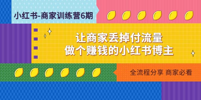 小红书-商家训练营12期：让商家丢掉付流量|琦哥资源