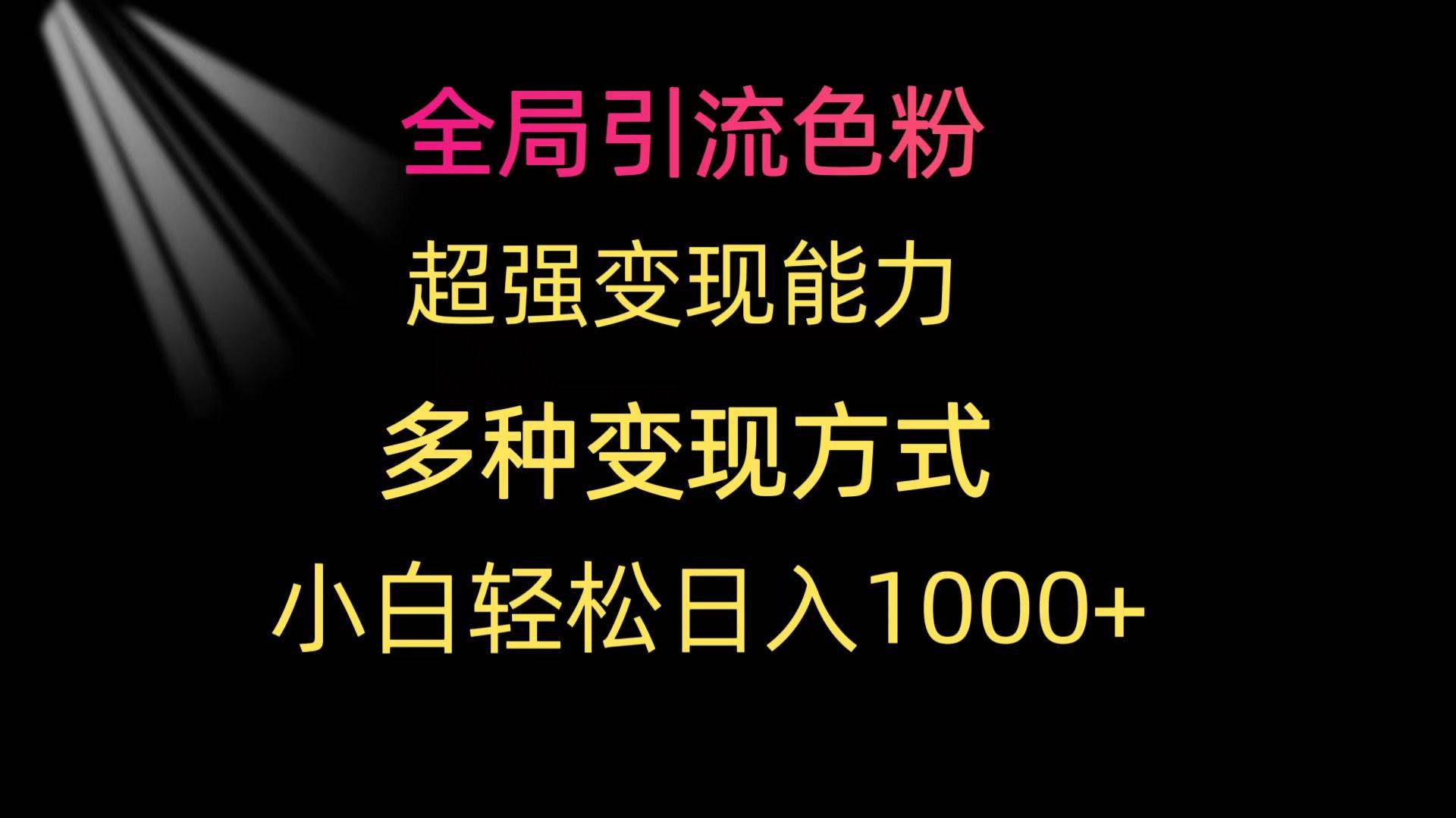 全局引流色粉 超强变现能力 多种变现方式 小白轻松日入1000+|琦哥资源