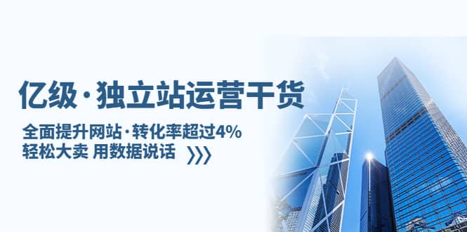独立站运营干货：全面提升网站·转化率超过4%，轻松大卖 用数据说话|琦哥资源