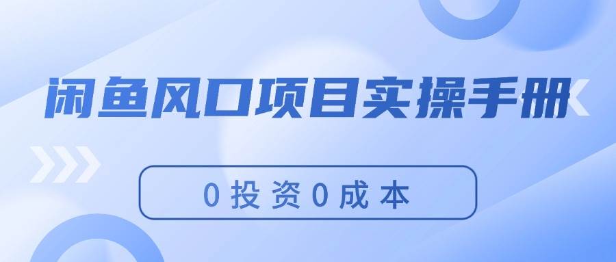 闲鱼风口项目实操手册，0投资0成本，让你做到，月入过万，新手可做|琦哥资源