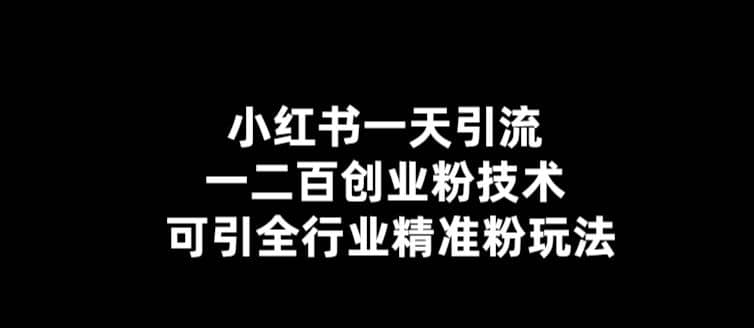 【引流必备】小红书一天引流一二百创业粉技术，可引全行业精准粉玩法|琦哥资源