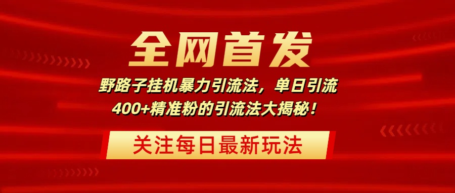 全网首发，野路子挂机暴力引流法，单日引流400+精准粉的引流法大揭秘！|琦哥资源