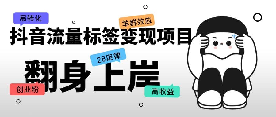 抖音流量标签变现项目，抖音创业粉轻松转化，单价高收益简单|琦哥资源