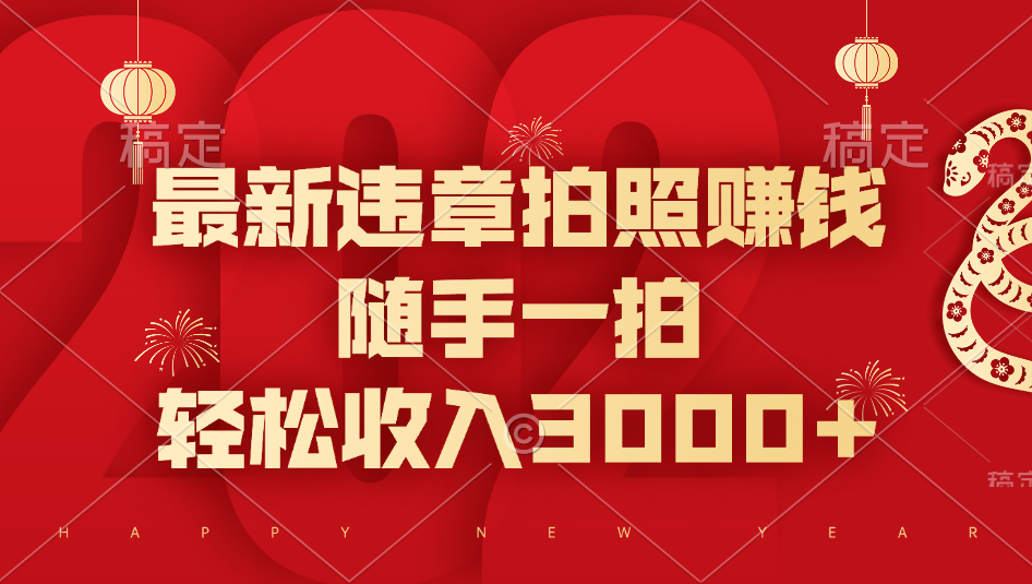 最新违章拍照赚钱，随手一拍，轻松收入3000+|琦哥资源