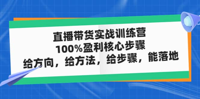 直播带货实战训练营：100%盈利核心步骤，给方向，给方法，给步骤，能落地|琦哥资源