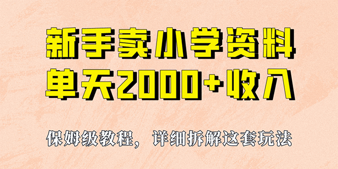 我如何通过卖小学资料，实现单天2000+，实操项目，保姆级教程+资料+工具|琦哥资源