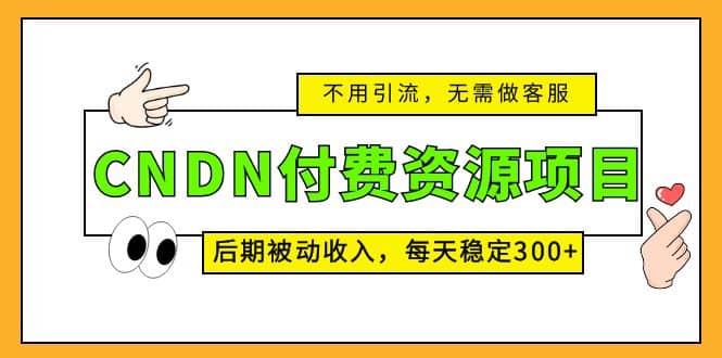 CNDN付费资源项目，不用引流，无需做客服，后期被动收入|琦哥资源