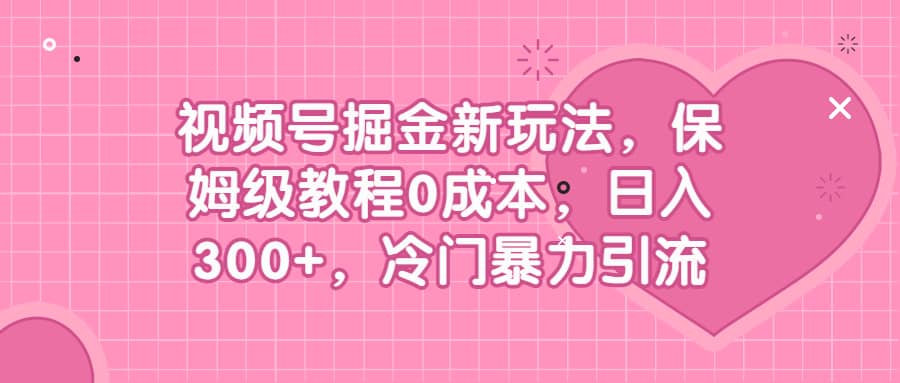 视频号掘金新玩法，保姆级教程0成本，日入300+，冷门暴力引流|琦哥资源