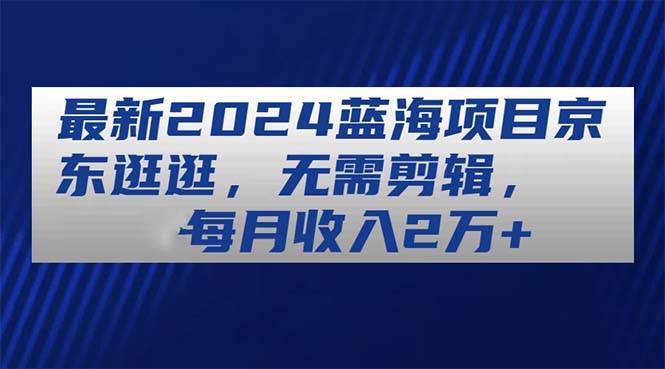 最新2024蓝海项目京东逛逛，无需剪辑，每月收入2万+|琦哥资源