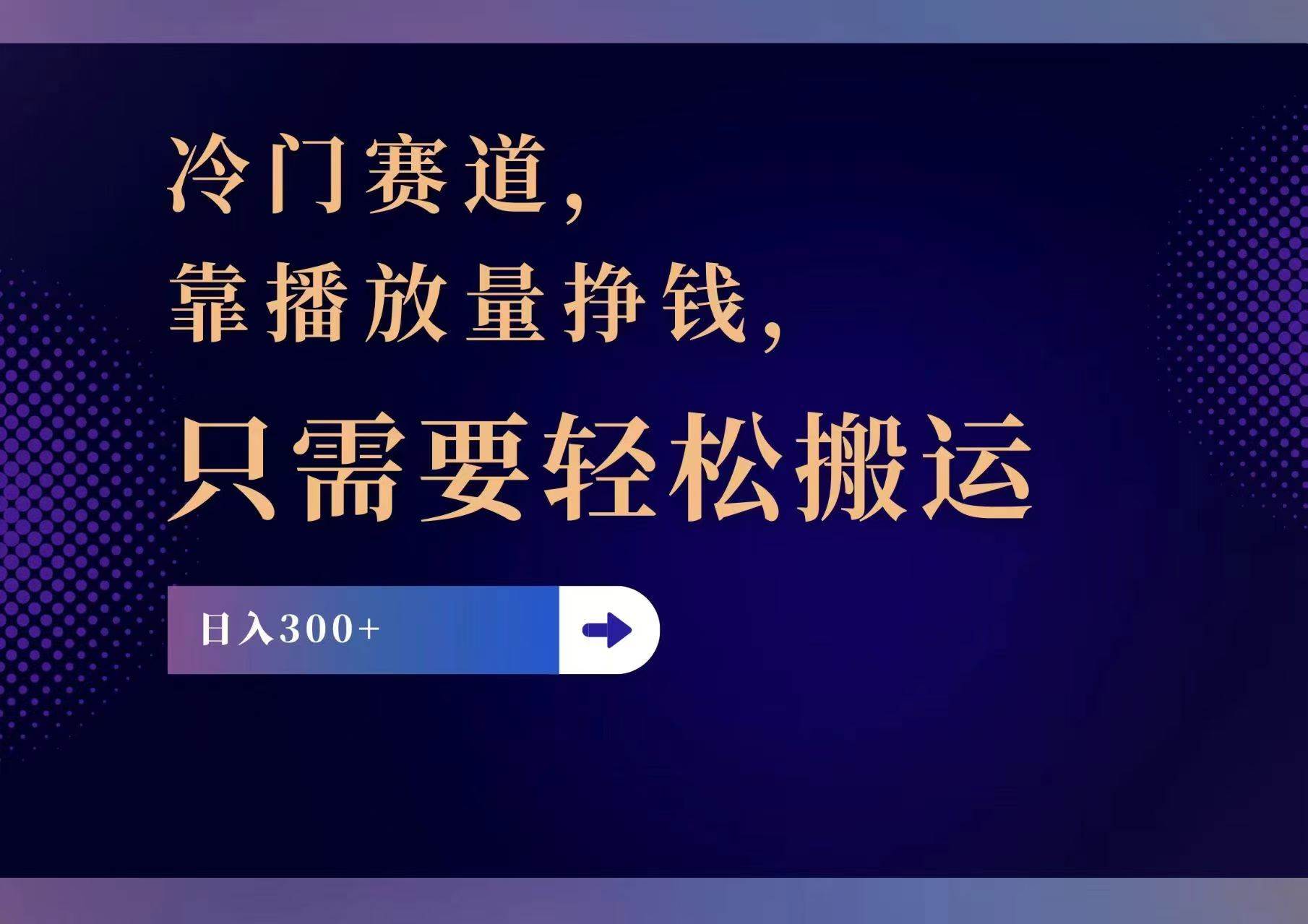 冷门赛道，靠播放量挣钱，只需要轻松搬运，日赚300+|琦哥资源