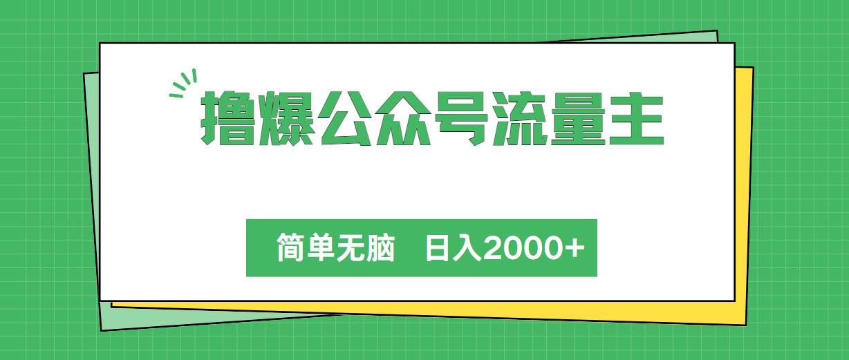 撸爆公众号流量主，简单无脑，单日变现2000+|琦哥资源