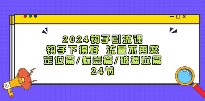 2024钩子·引流课：钩子下得好 流量不再愁，定位篇/标签篇/破播放篇/24节|琦哥资源