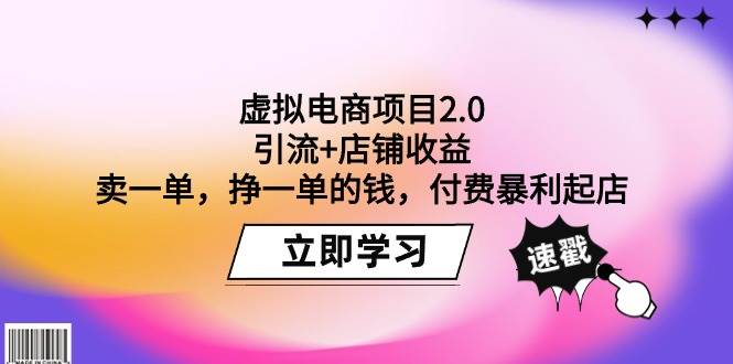 虚拟电商项目2.0：引流+店铺收益  卖一单，挣一单的钱，付费暴利起店|琦哥资源